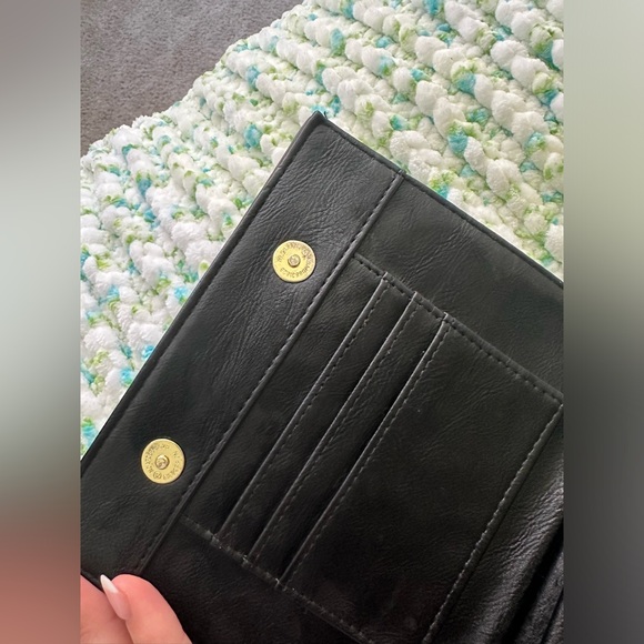 Black with Gold Detail Steve Madden Smaller Crossbody. Multiple Compartments - Picture 8 of 13